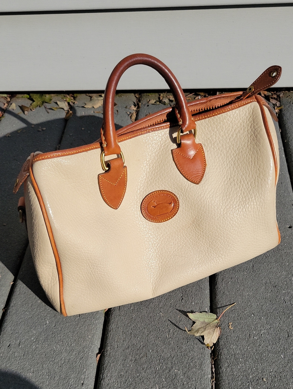 Dooney & Bourke Cream Satchel with Cosmetics Zippered Pouch